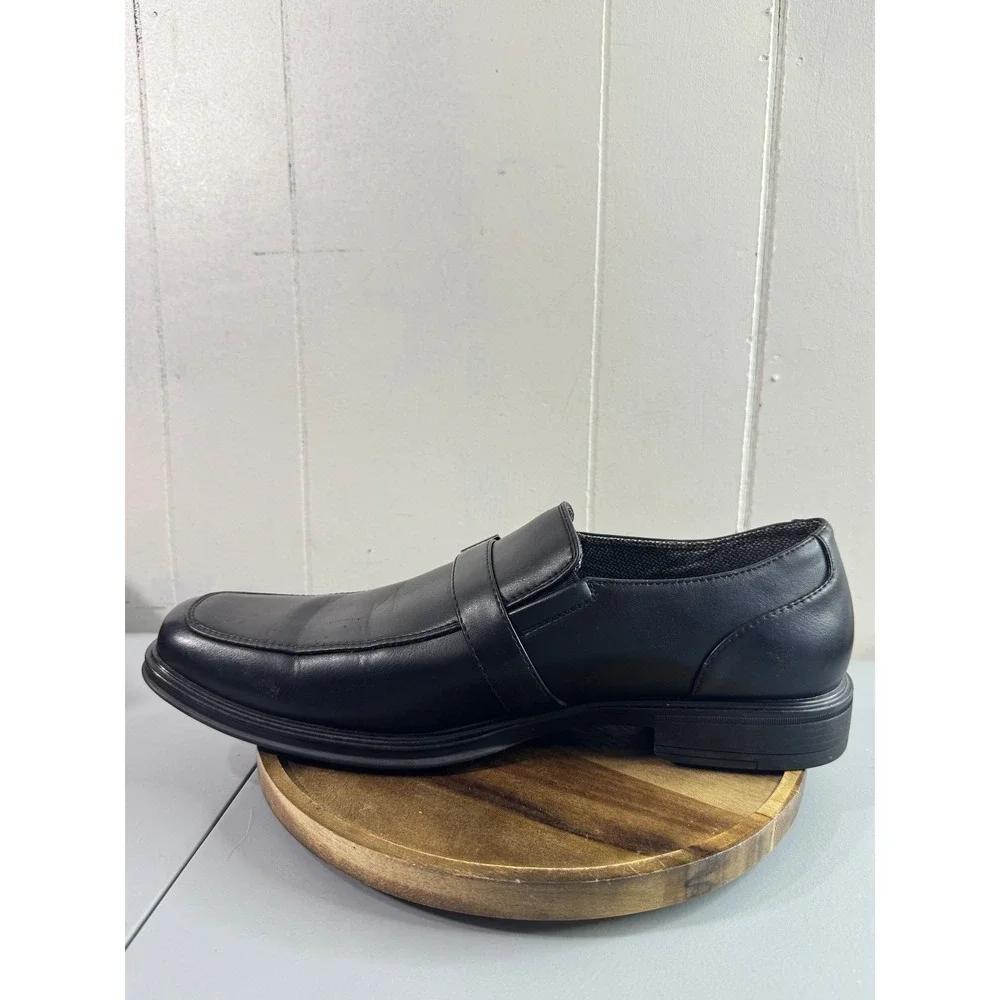 Perry Ellis Clipper RB Loafers Mens 10 Black Good Square Toe Bit Detail Slip On